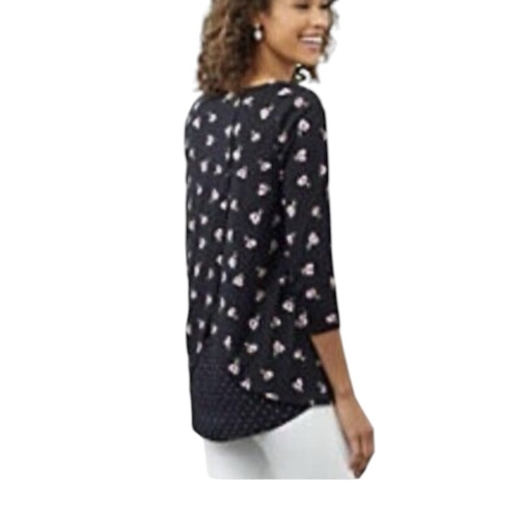 J.Jill black floral polka dot 3/4 sleeve tunic top size 2X - Picture 2 of 10